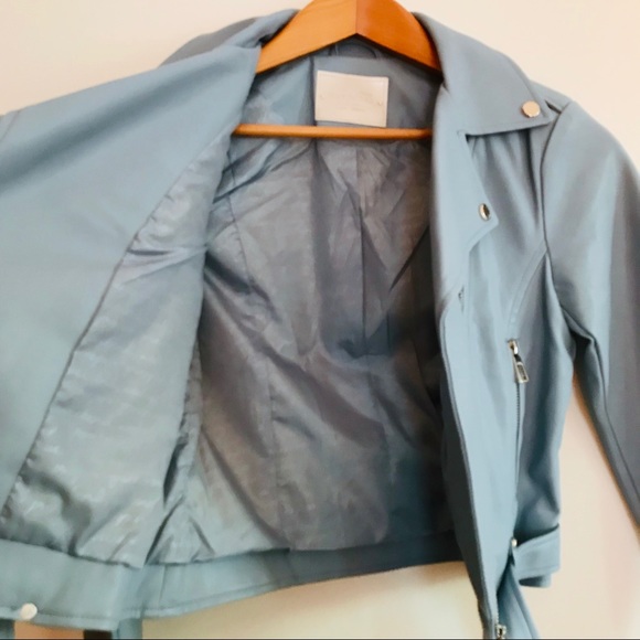 Light Blue Moto Jacket super soft vegan leather - Picture 5 of 7